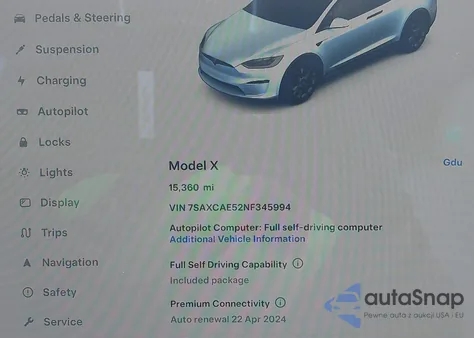 2022 Tesla Model X Dual Motor All-Wheel Drive из США, поврежденный, VIN 7SAXCAE52NF345994